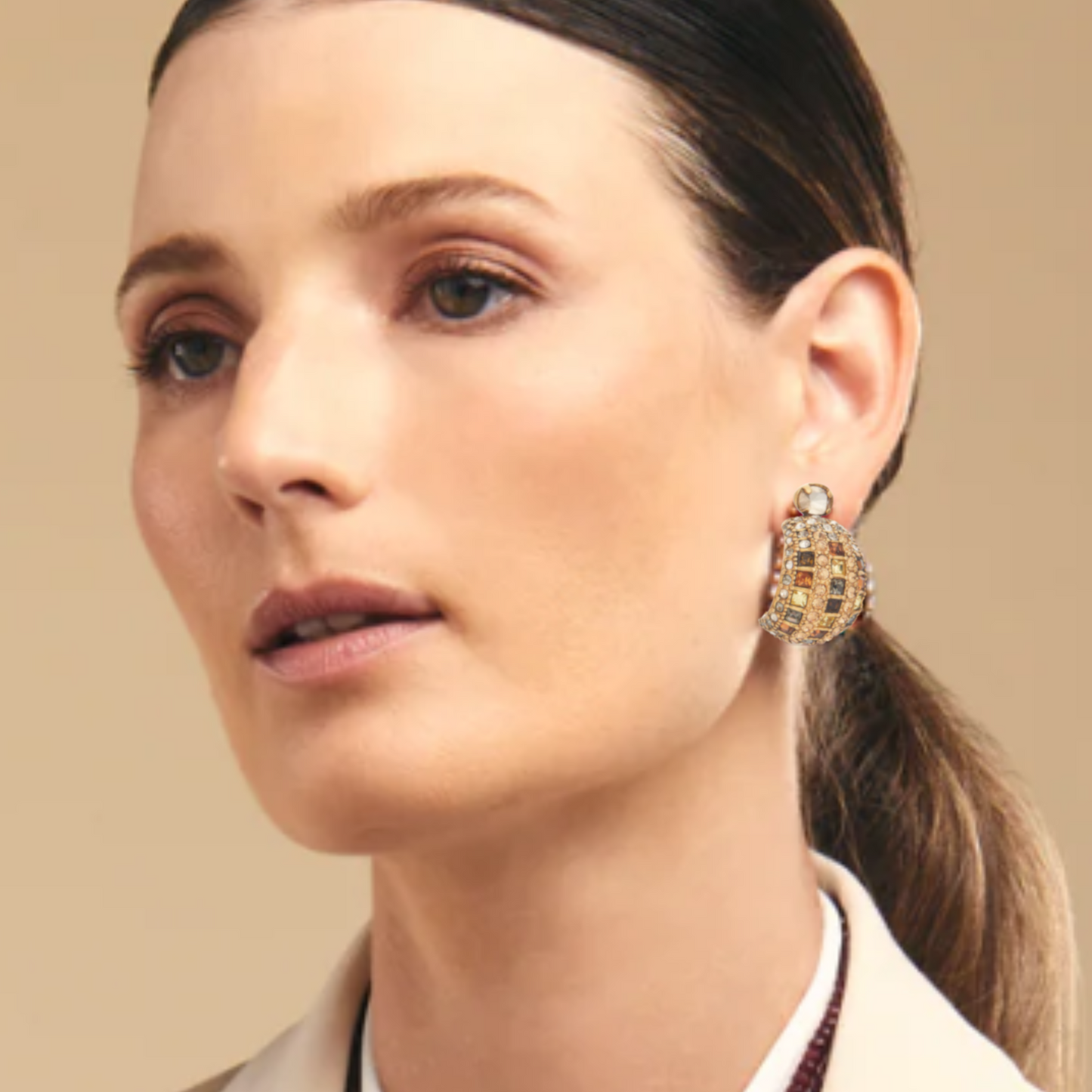 Medium Half Hoop Earrings - Checkmate