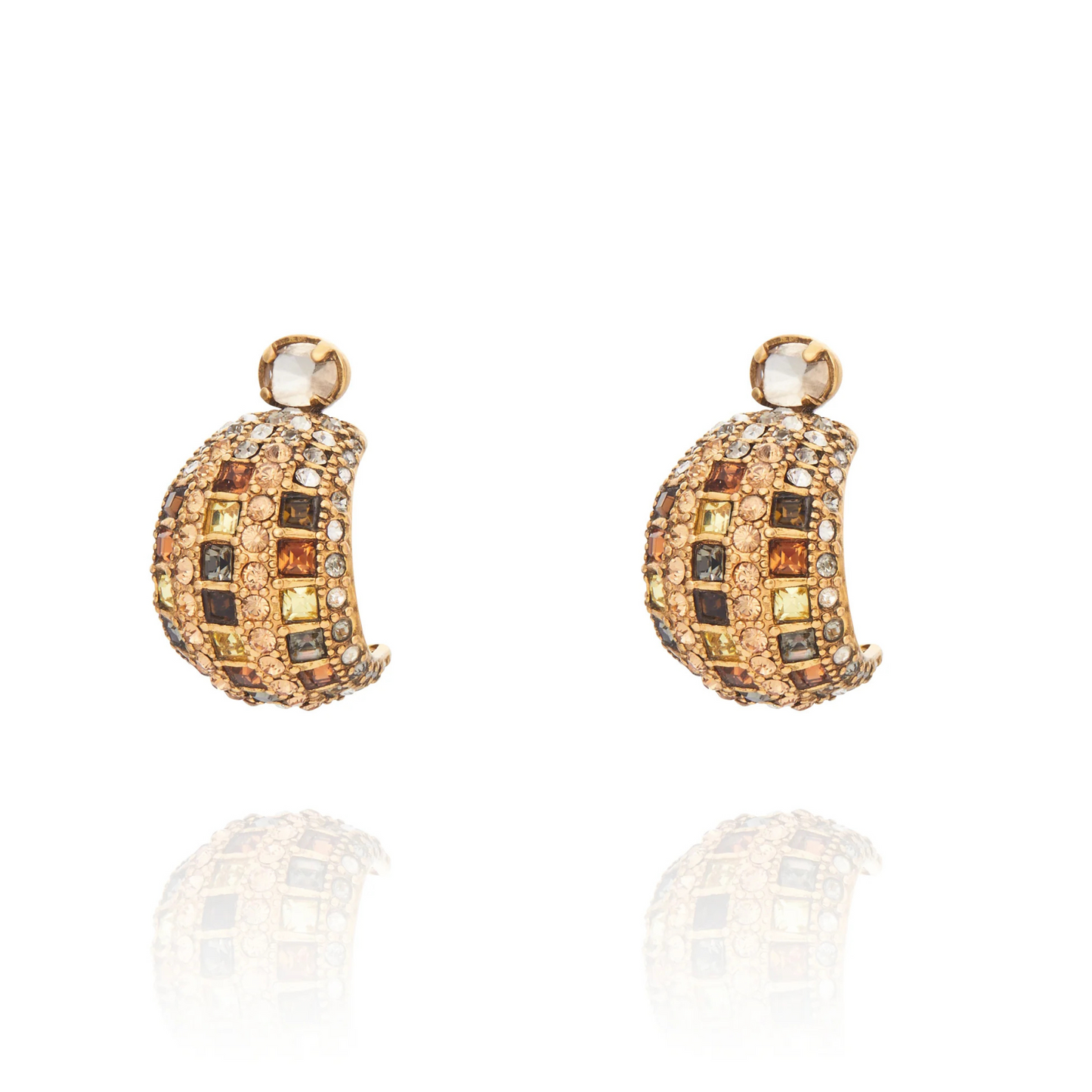 Medium Half Hoop Earrings - Checkmate