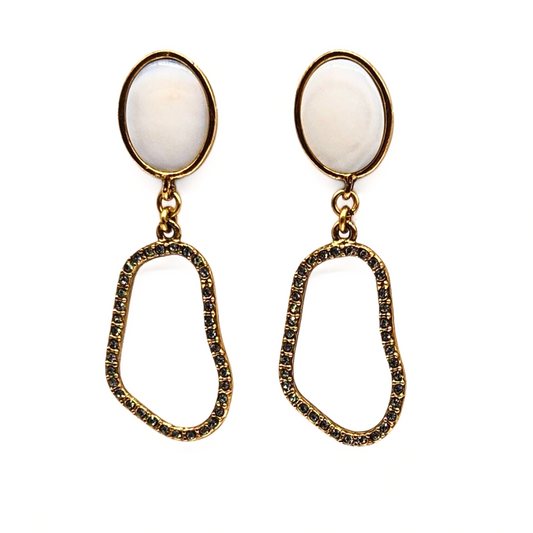 Mother-of-Pearl and Rhinestone Earrings